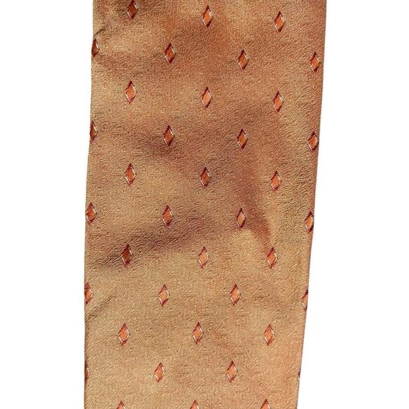 Ermenegildo Zegna Silk Orange Geometric Diamond‎ Tie - Picture 1 of 5